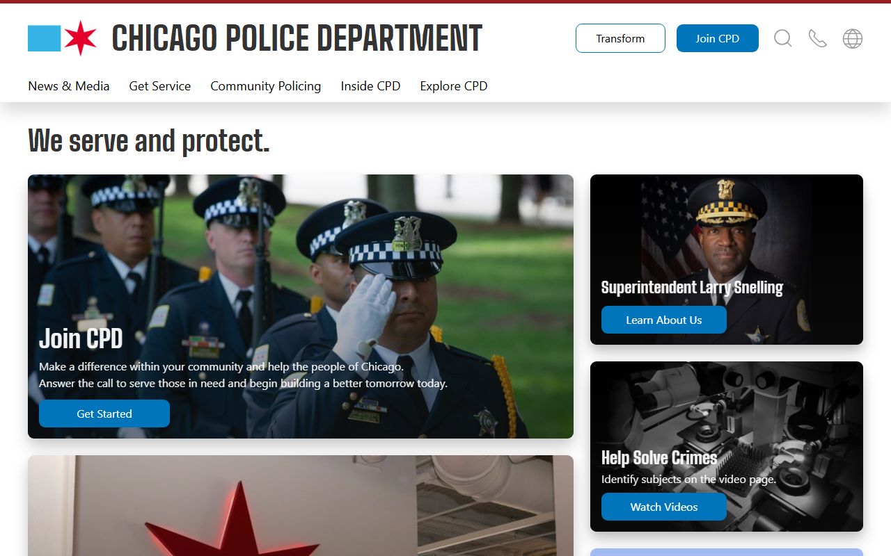 Chicago Police Department homepage for recent bookings and public safety information
