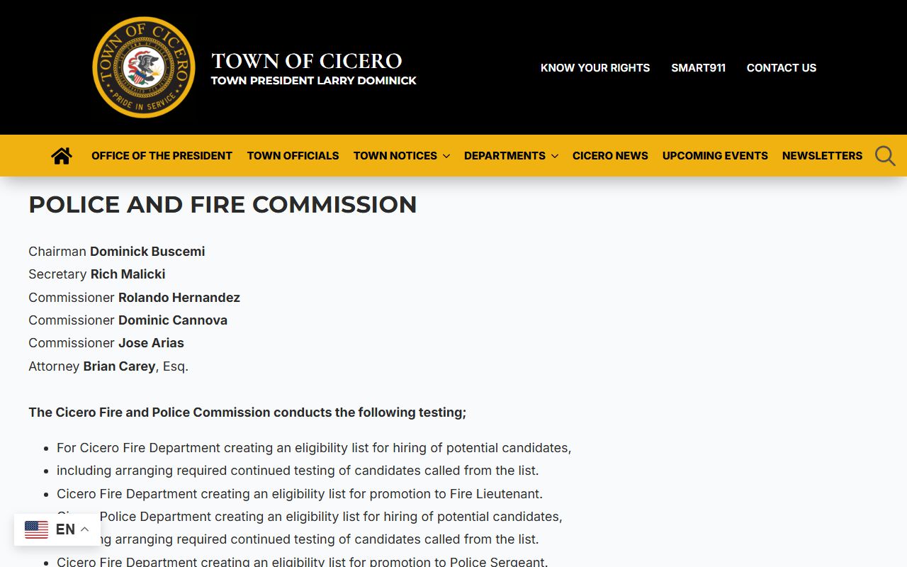 Cicero Police Department website page for recent bookings information