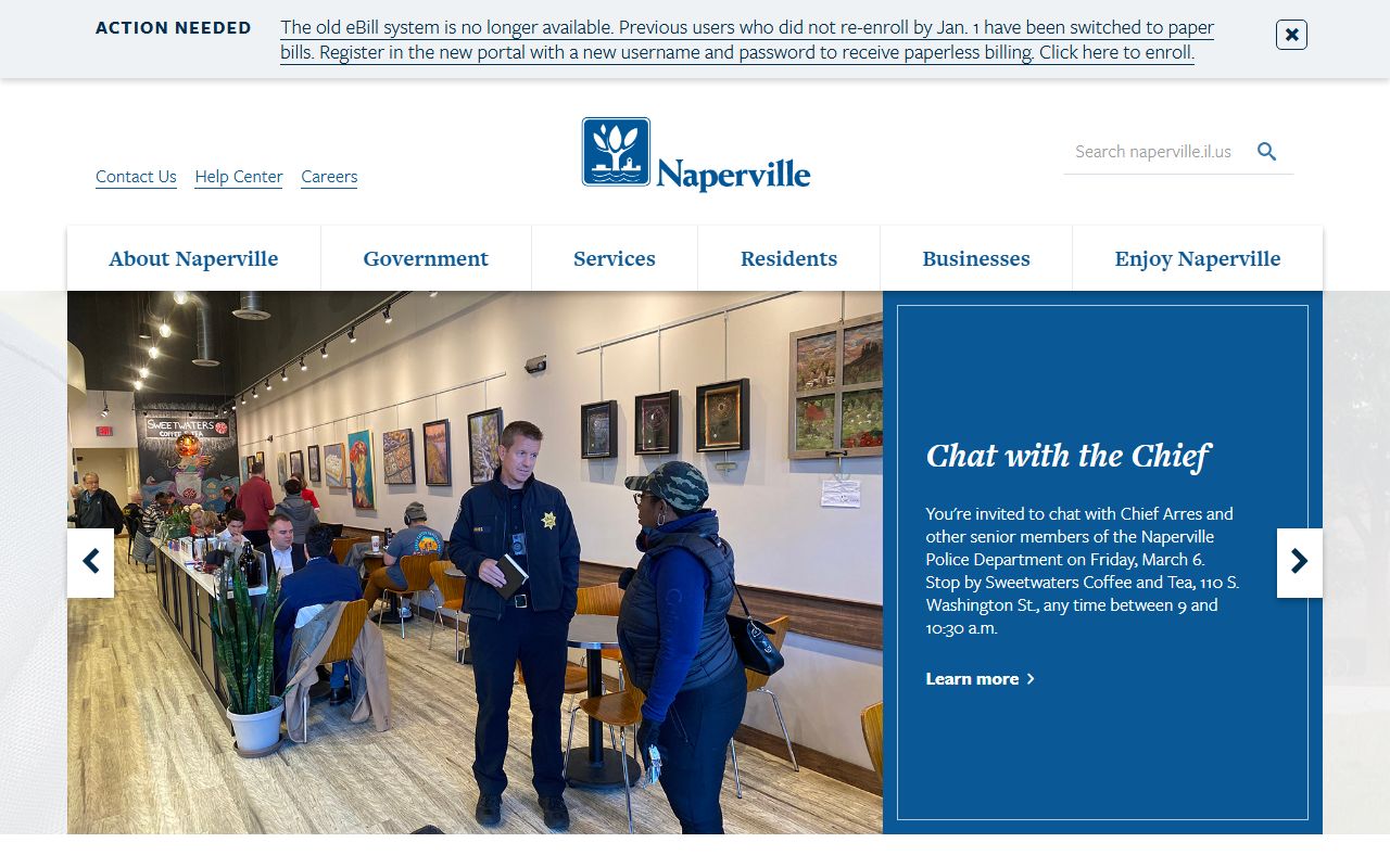 Naperville Police Department website for recent bookings and police services