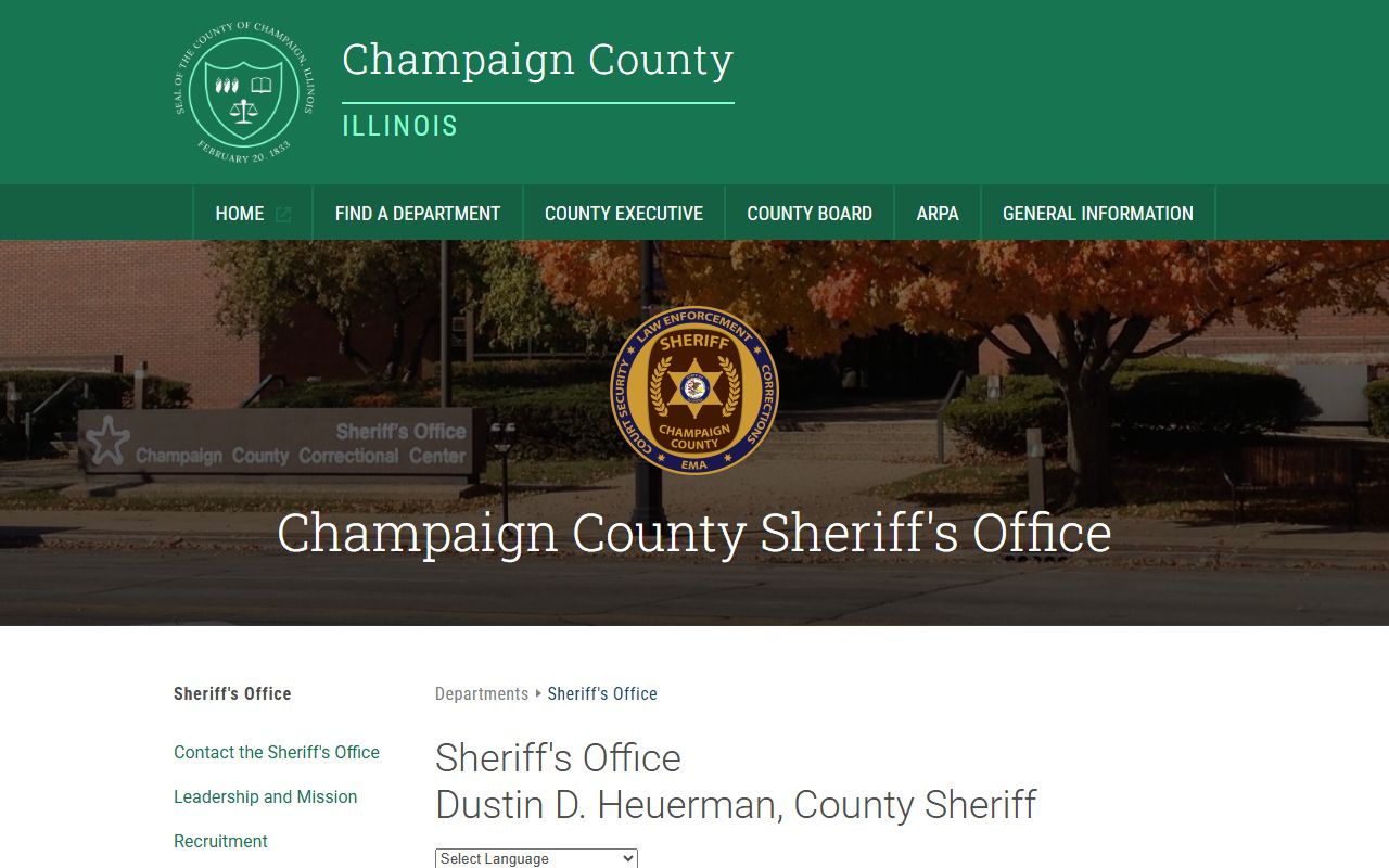 Champaign County Sheriff's Office webpage for recent bookings information
