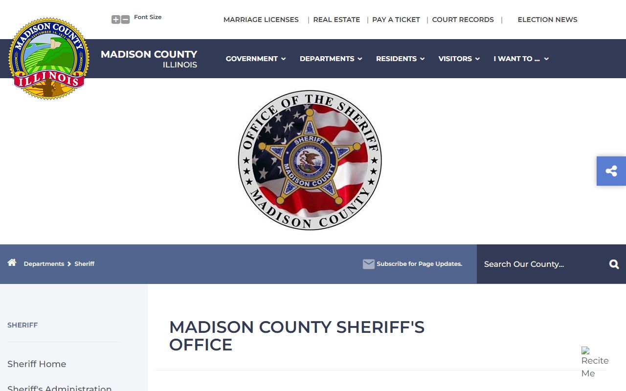 Madison County Sheriff page for recent bookings information